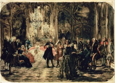 Skizze für Das Flötenkonzert, 1852 von Adolph Menzel